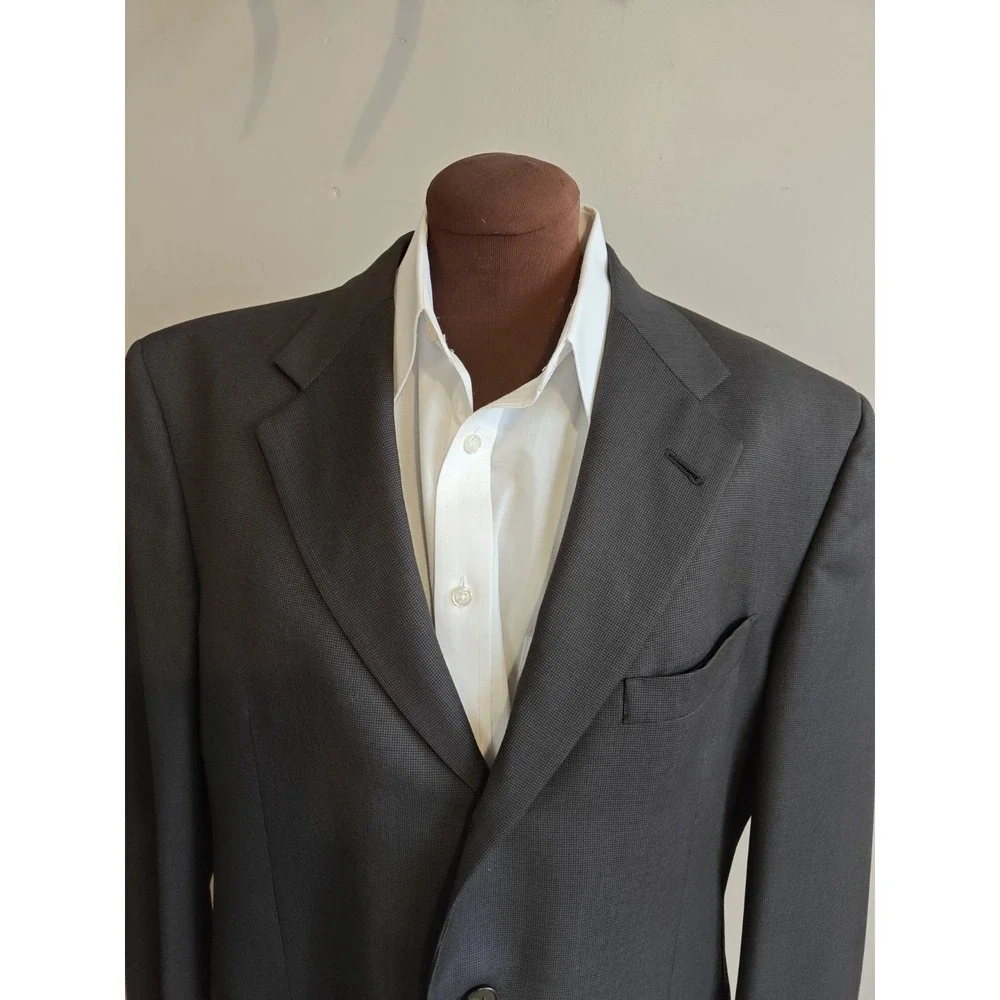 Hart Schaffner Marx Mens Wool Sports Coat Blazer 42R Black 3 Button K804